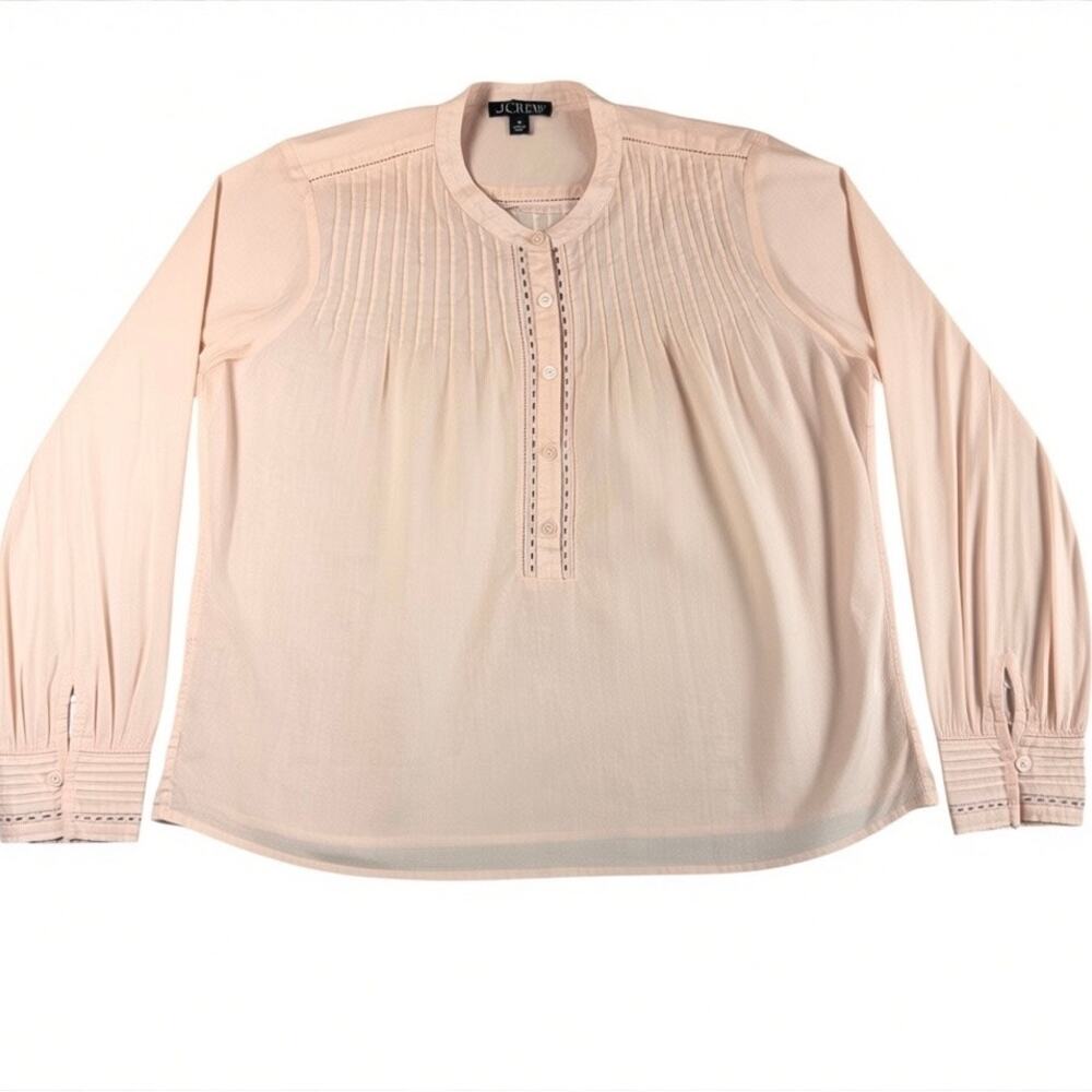 J.Crew Women's 100% Cotton Pintuck Lace Trim Top Ballet Slipper Pink Blouse - M - Picture 2 of 9